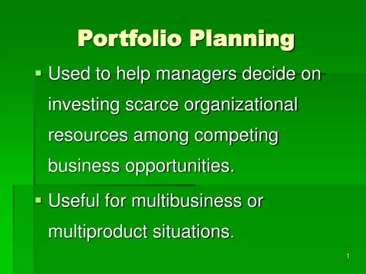 portfolio planning