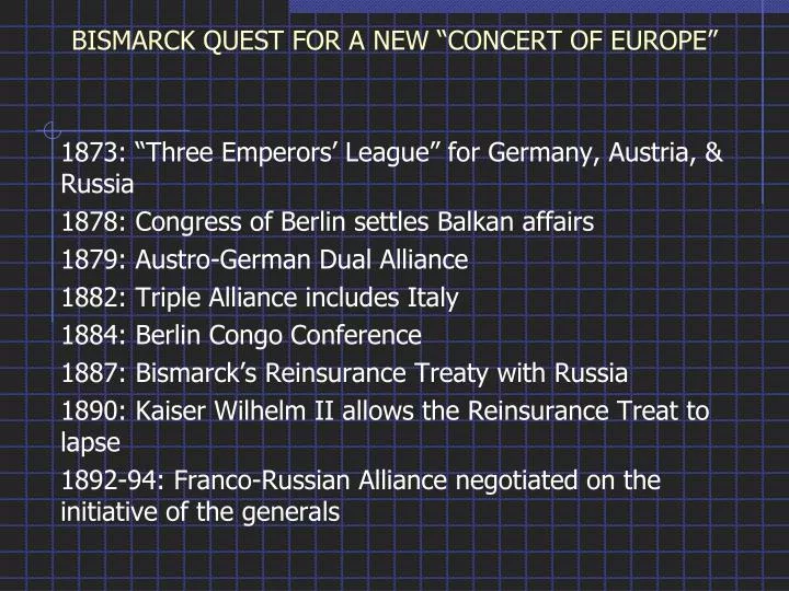 bismarck quest for a new concert of europe