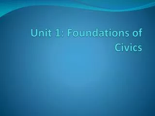 Unit 1: Foundations of Civics