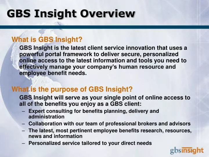 gbs insight overview