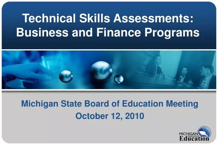 technical skills assessments business and finance programs