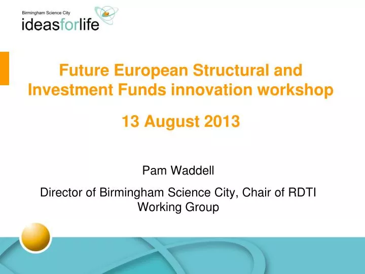 future european structural and investment funds innovation workshop 13 august 2013