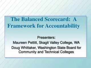 The Balanced Scorecard: A Framework for Accountability