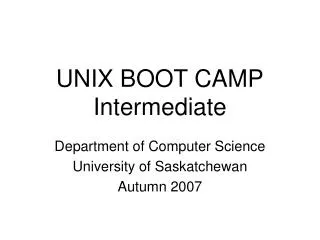 UNIX BOOT CAMP Intermediate