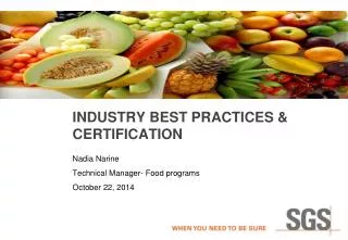 Industry best practices &amp; certification