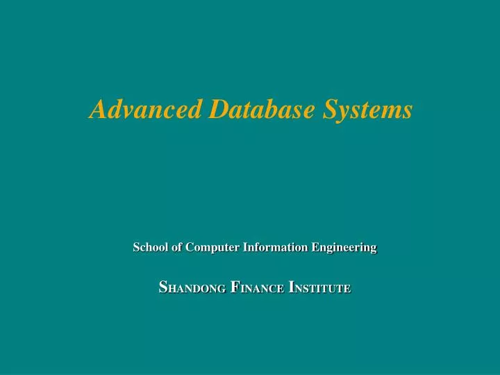 advanced database systems