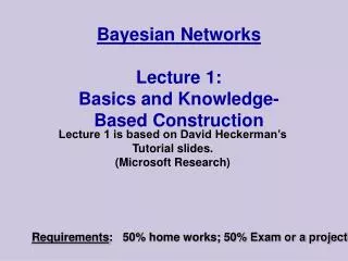 Bayesian Networks Lecture 1: Basics and Knowledge-Based Construction