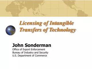 Licensing of Intangible Transfers of Technology