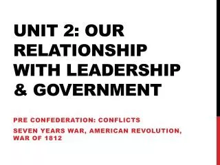 Unit 2: Our Relationship with leadership &amp; Government