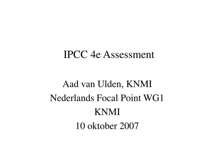 ipcc 4e assessment