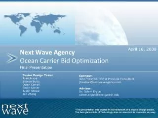 Next Wave Agency Ocean Carrier Bid Optimization Final Presentation