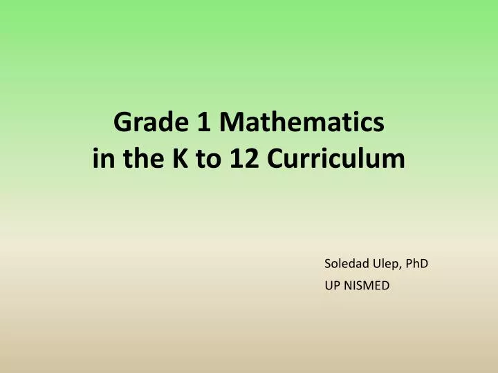 grade 1 mathematics in the k to 12 curriculum