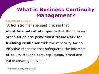 What is Business Continuity Management?
