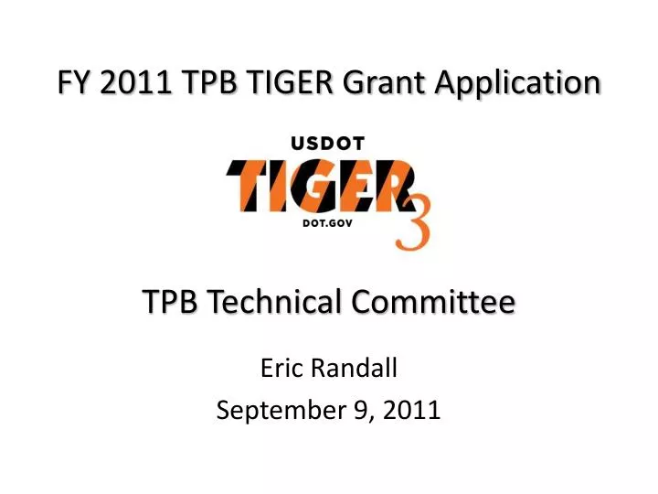 fy 2011 tpb tiger grant application tpb technical committee