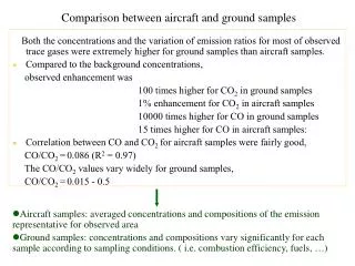 Comparison between aircraft and ground samples