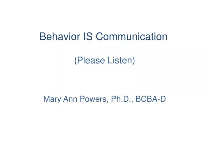 behavior is communication