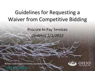 Guidelines for Requesting a Waiver from Competitive Bidding