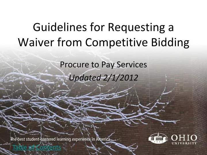 guidelines for requesting a waiver from competitive bidding