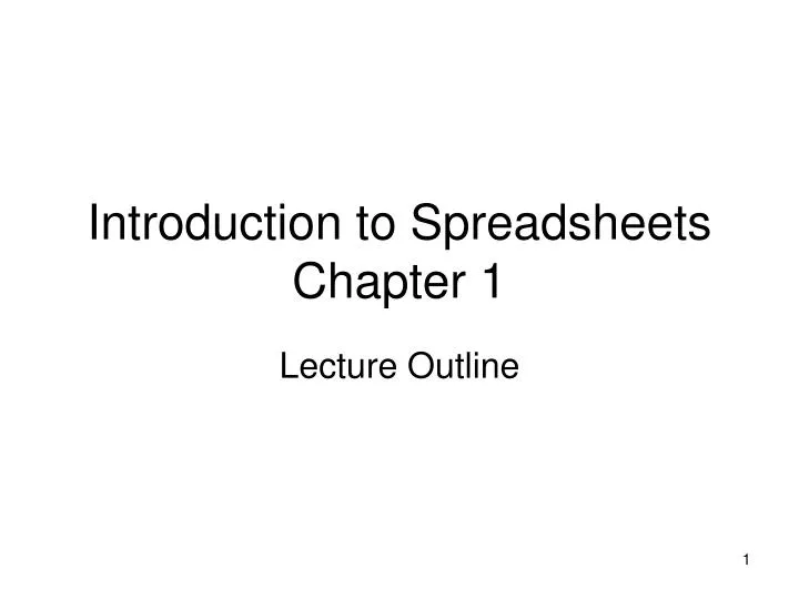 introduction to spreadsheets chapter 1