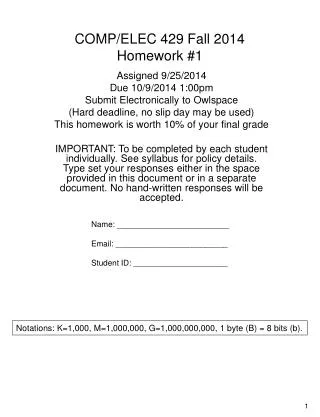 COMP/ELEC 429 Fall 2014 Homework #1