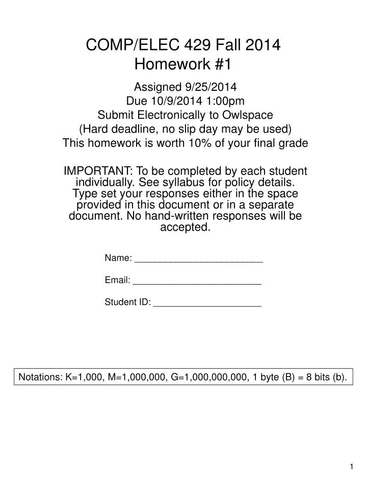 comp elec 429 fall 2014 homework 1