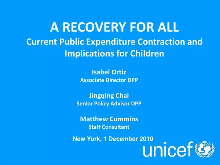 a recovery for all current public expenditure contraction and implications for children