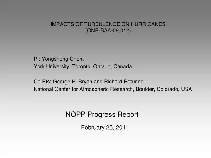 impacts of turbulence on hurricanes onr baa 09 012