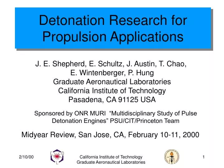 detonation research for propulsion applications