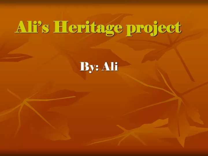 ali s heritage project