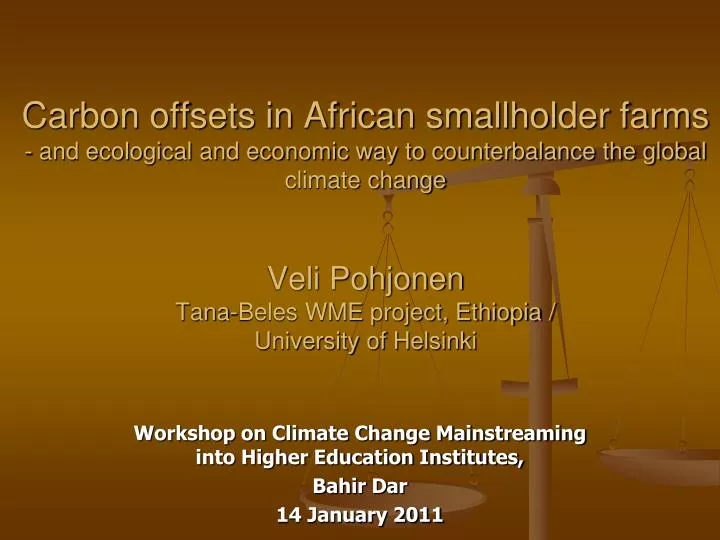 workshop on climate change mainstreaming into higher education institutes bahir dar 14 january 2011