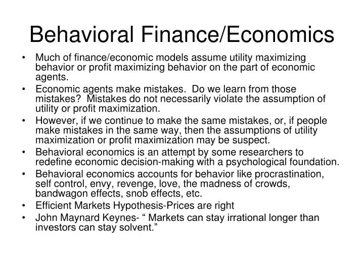 behavioral finance economics