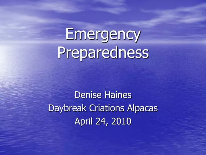 emergency preparedness