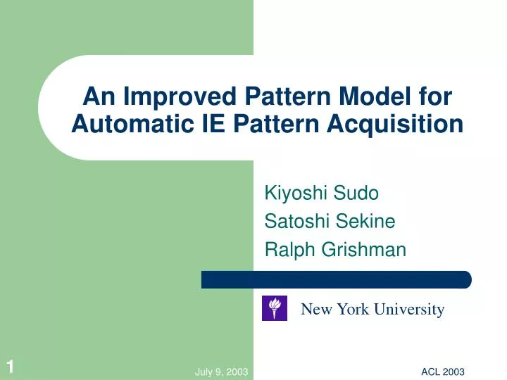 an improved pattern model for automatic ie pattern acquisition