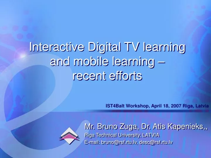 interactive digital tv learning and mobile learning recent efforts