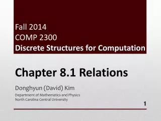 Fall 2014 COMP 2300 Discrete Structures for Computation