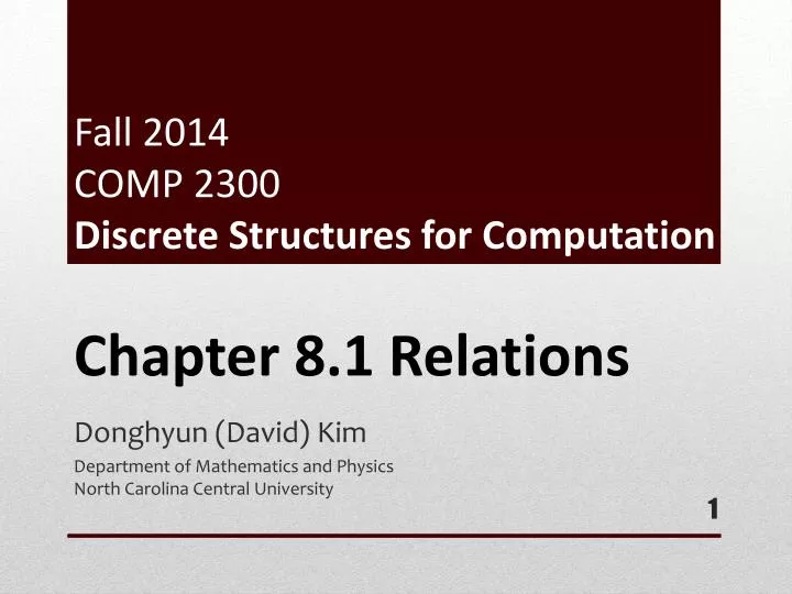 fall 2014 comp 2300 discrete structures for computation