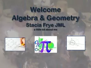 Welcome Algebra &amp; Geometry Stacia Frye JML a little bit about me