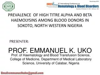 PROF. EMMANUEL K. UKO