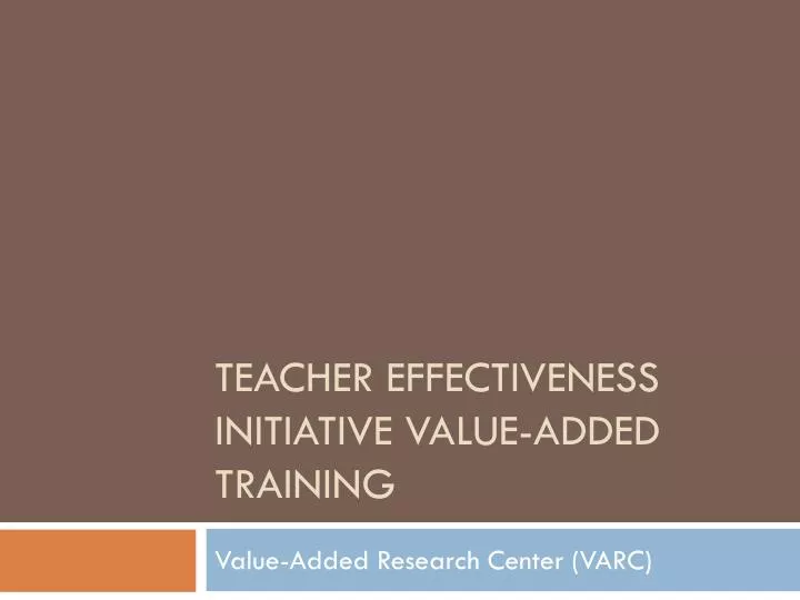 teacher effectiveness initiative value added training