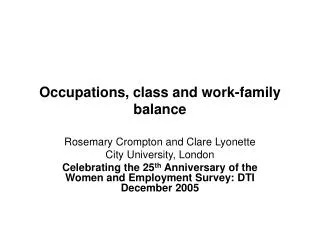 Occupations, class and work-family balance