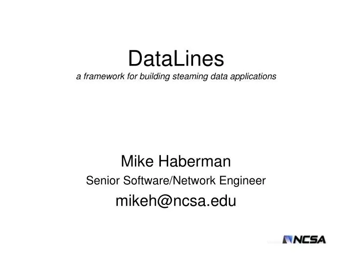 datalines a framework for building steaming data applications
