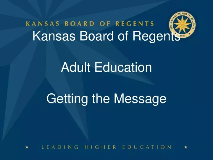 kansas board of regents adult education getting the message