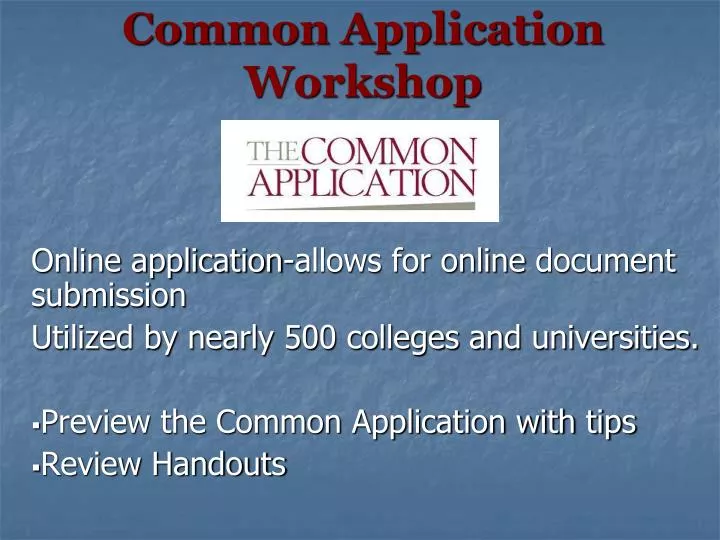 common application workshop