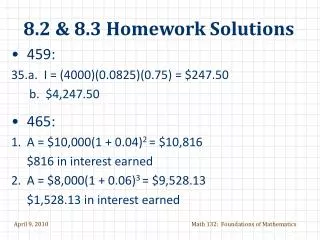 8.2 &amp; 8.3 Homework Solutions