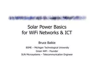 Solar Power Basics for WiFi Networks &amp; ICT