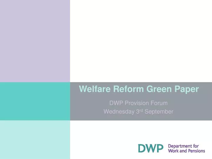 welfare reform green paper
