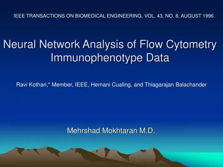 neural network analysis of flow cytometry immunophenotype data