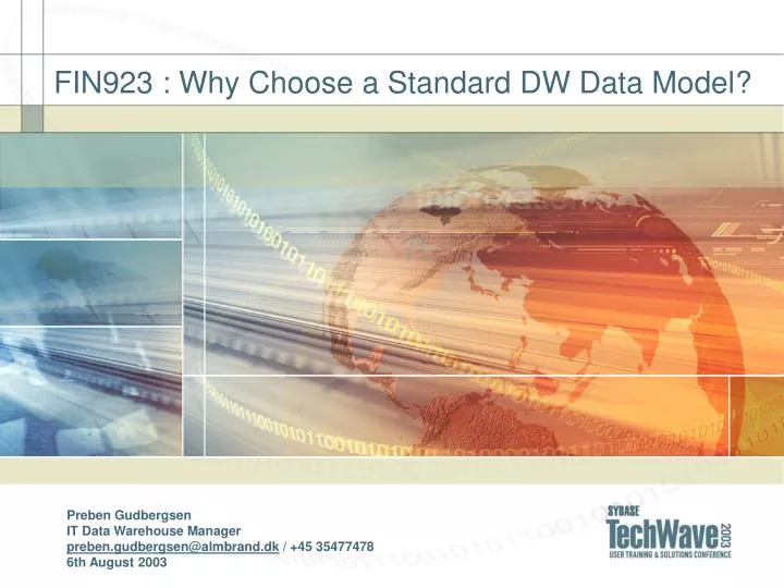 fin923 why choose a standard dw data model