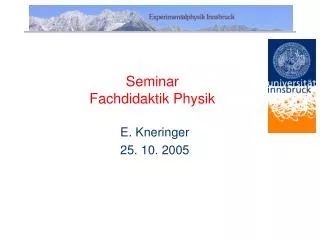 Seminar Fachdidaktik Physik