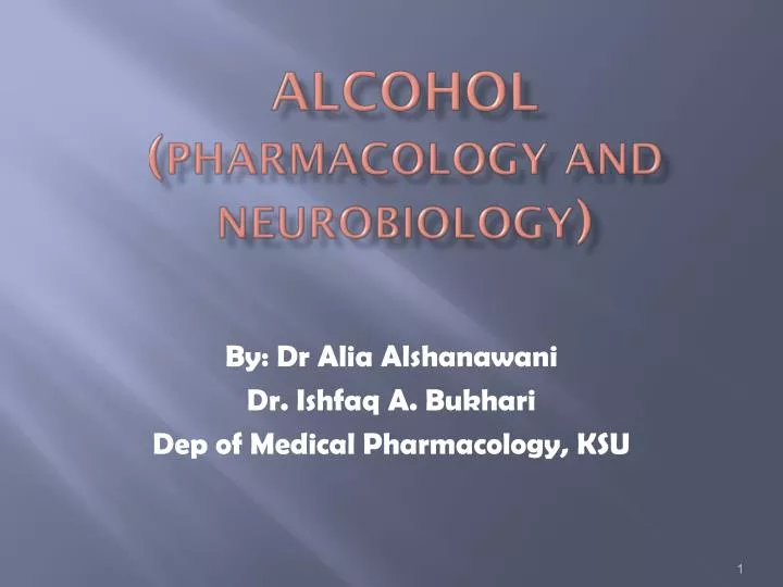 alcohol pharmacology and neurobiology